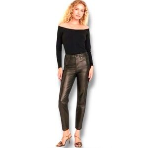 Old Navy OG Straight High-Rise Black metallic Shine tapered leg Ankle Jeans NWT